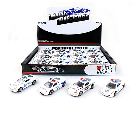 1:50 FREE WHEEL METAL POLICE CAR (12PCS/DISPLAY BO