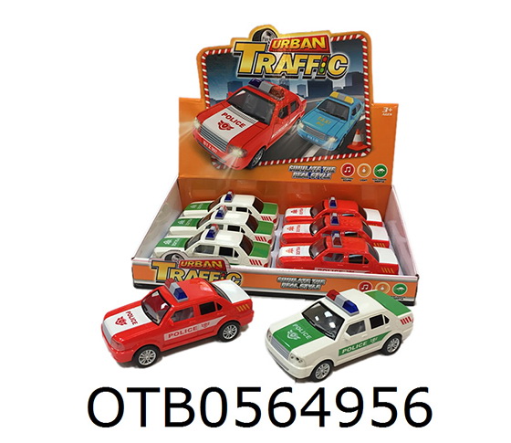  FRICTION POLICE CAR WITH LIGHT AND MUSIC 6PCS/DIS