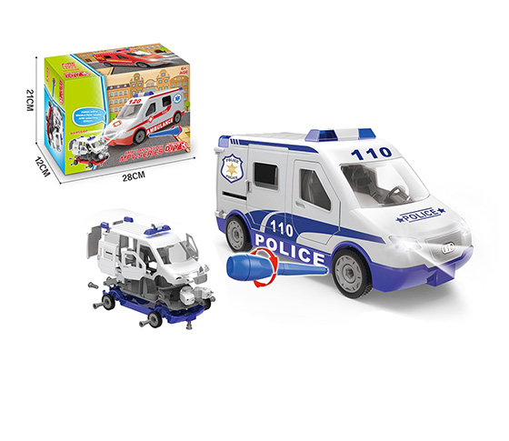 55PCS DIY POLICE CAR WITH LIGHT AND MUSIC MANUAL A