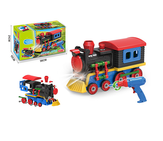 76PCS DIY TRAIN WITH LIGHT AND MUSIC BATTERY ASSEM