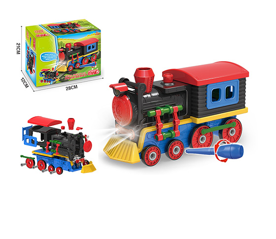 75PCS DIY TRAIN WITH LIGHT AND MUSIC MANUAL ASSEMB