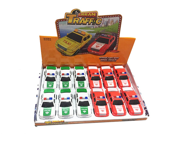 12PCS FRICTION POLICE CAR