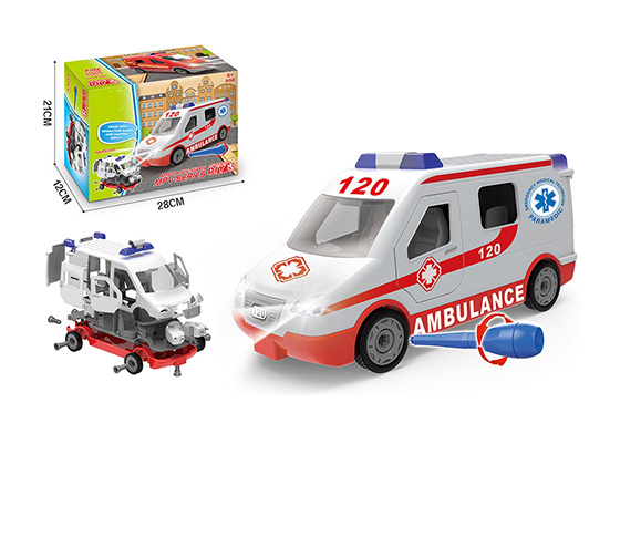 55PCS DIY RECREATIONAL AMBULANCE WITH LIGHT AND MU