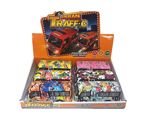 FRICTION BUS WITH LIGHT AND MUSIC 6PCS/DISPLAY BOX