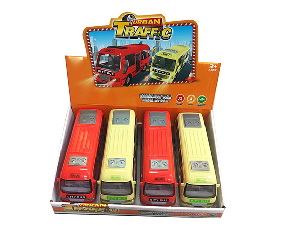 FRICTION BUS WITH LIGHT AND SOUND 4PCS/DISPLAY BOX