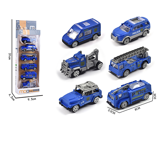 6PCS FREE WHEEL ALLOY POLICE CAR