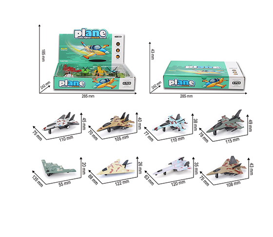 PULL BACK METAL PLANE (8PCS/DISPLAY BOX)