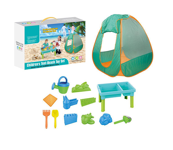 TENT INCLUDE 1 PC SAND TABLE+11 PCS BEACH TOY