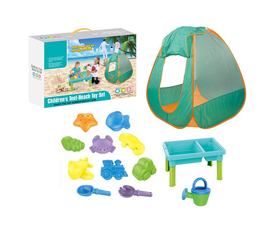 TENT INCLUDE 1 PC SAND TABLE+11 PCS BEACH TOY