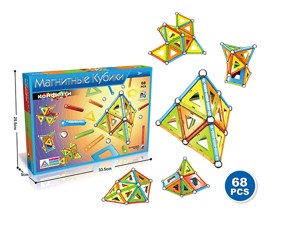 68PCS 3D MAGNETIC BUILDING BLOCKS [RUSSIAN PACKAGI